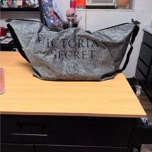 Victoria's Secret Silver Glitter Travel Bag